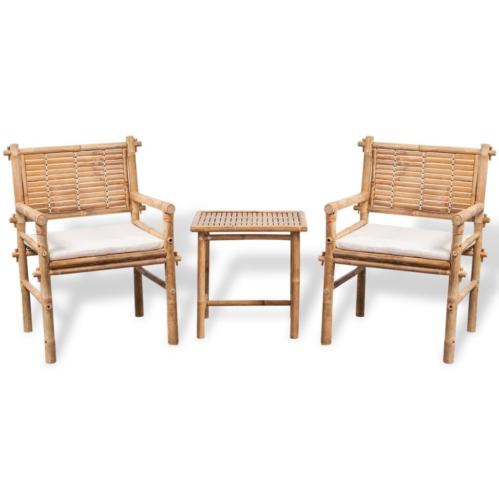 Bistro furniture 3 pcs with Bamboo cushions