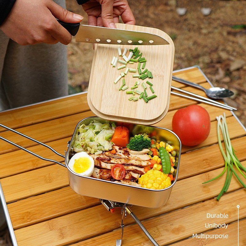 lunchbo™, lunch box inox avec couvercle en bambou