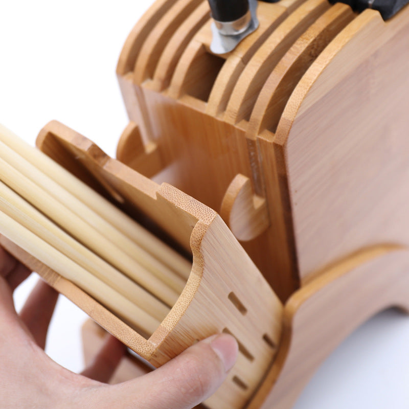 Support en bois pour couteaux avec bénédiction en bambou - design élég