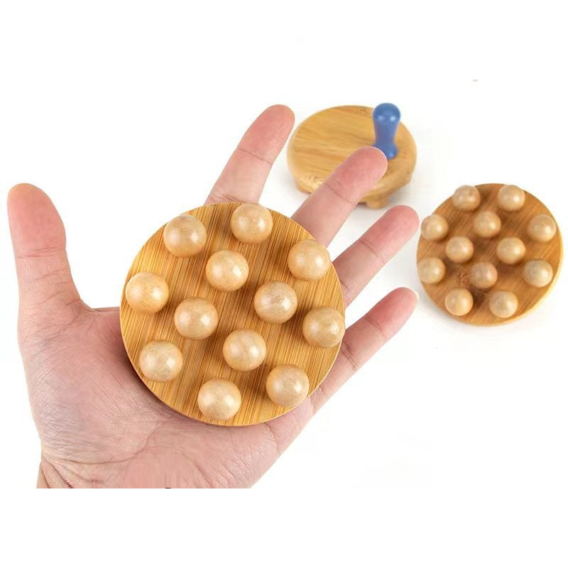 Brosse de massage en bambou - 12 perles, compacte et portable