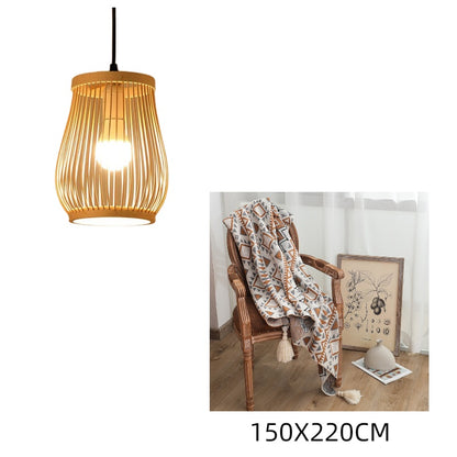 Lustre en bambou zen japonais - Éclairage artistique et design unique