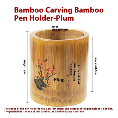 Conteneur rond en bambou pour stylos - Écologique et créatif