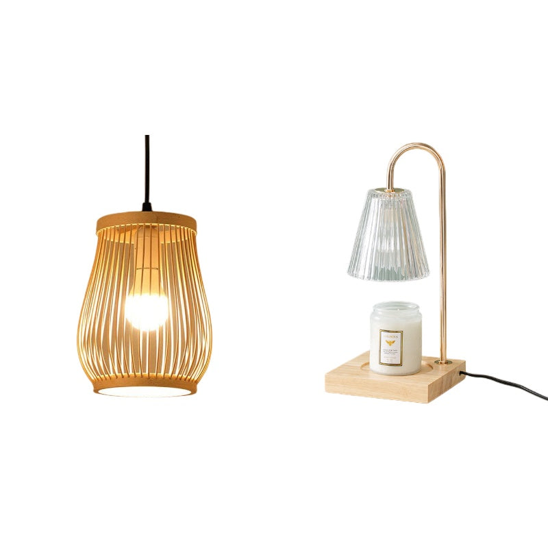 Lustre en bambou zen japonais - Éclairage artistique et design unique