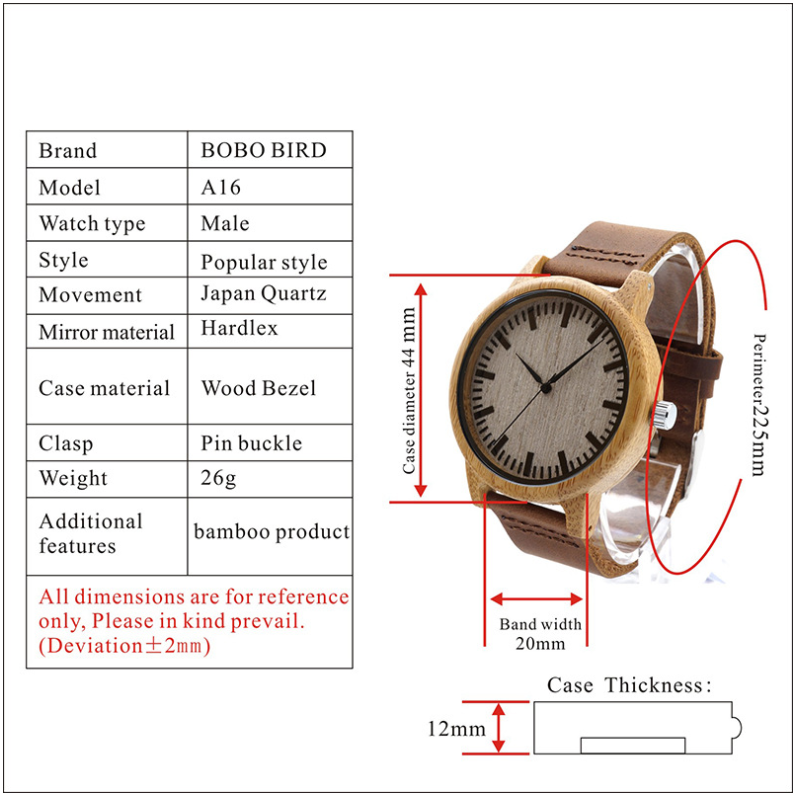 Orologio in legno di bambù 