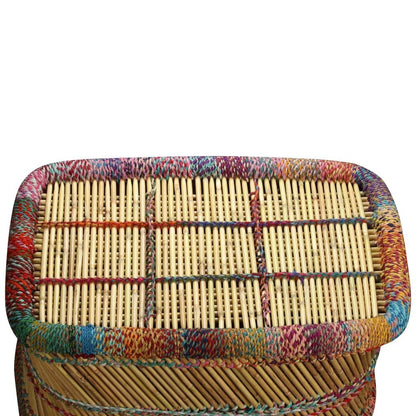 Mesa de Centro de Bambú con Detalles Chindi Multicolor