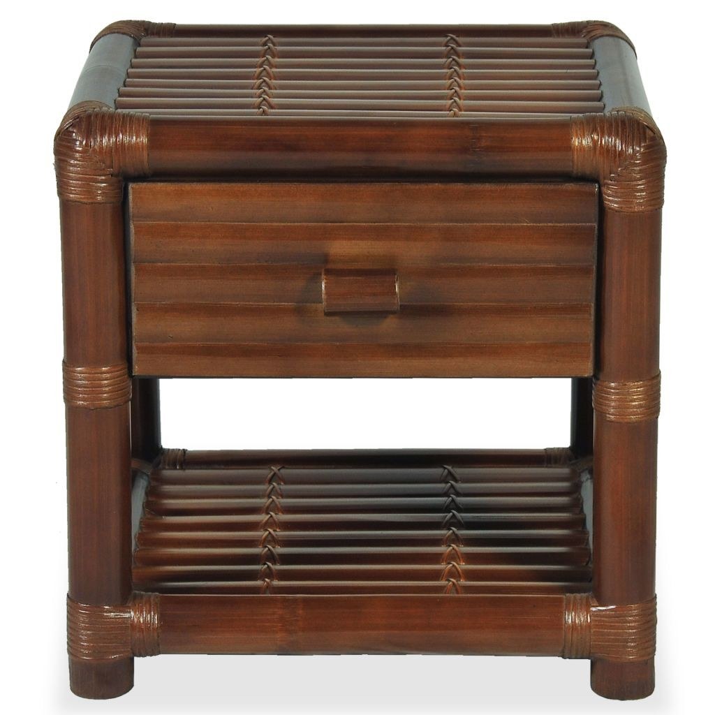 Bedside table 50 x 45 x 40 cm dark brown bamboo