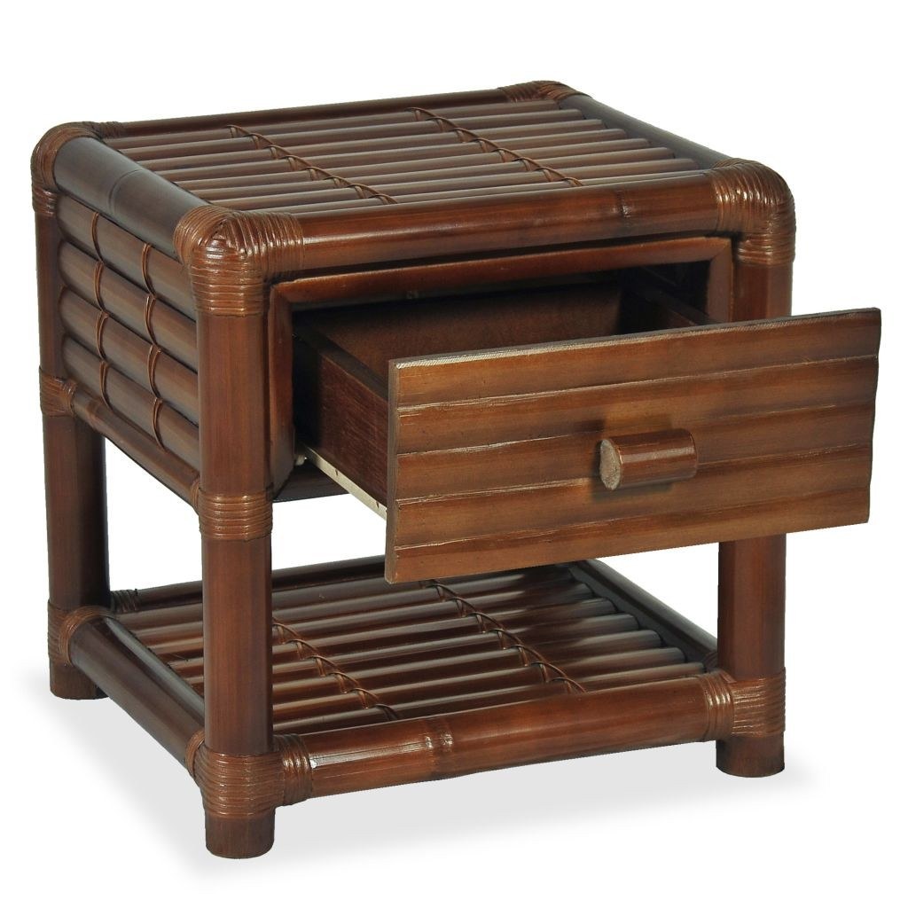 Bedside table 50 x 45 x 40 cm dark brown bamboo