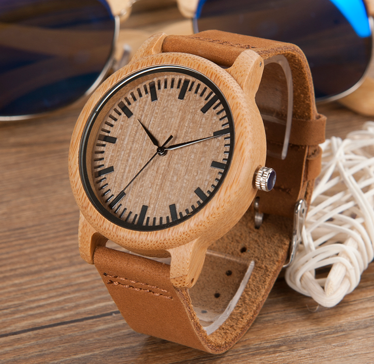 Reloj de madera de bambú 