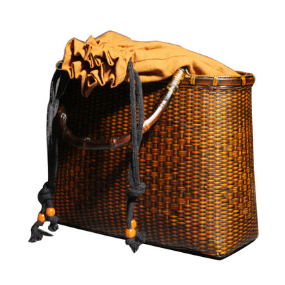 Ancient Bamboo Bag Handwoven Tea Ceremony Accessories Bamboo