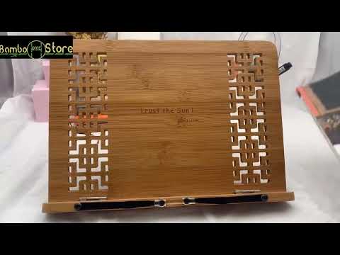 Soporte atril caballete Plegable de bambú para Libro - 2X Clip