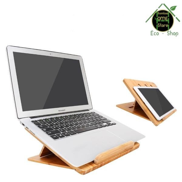 Soporte portátil de bambú para ordenador portátil, almohadilla de